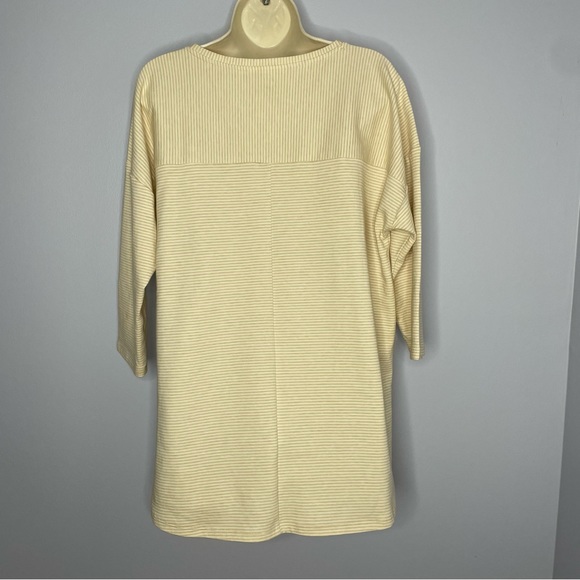 J Jill Organic Cotton Shirttail Tunic Striped V Neck 3/4 Sleeve - Picture 3 of 7